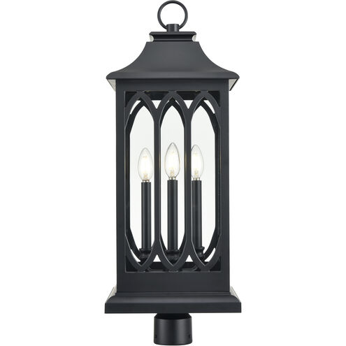 Mallorey 3 Light 28.89 inch Powder Coated Black Outdoor Post Lantern